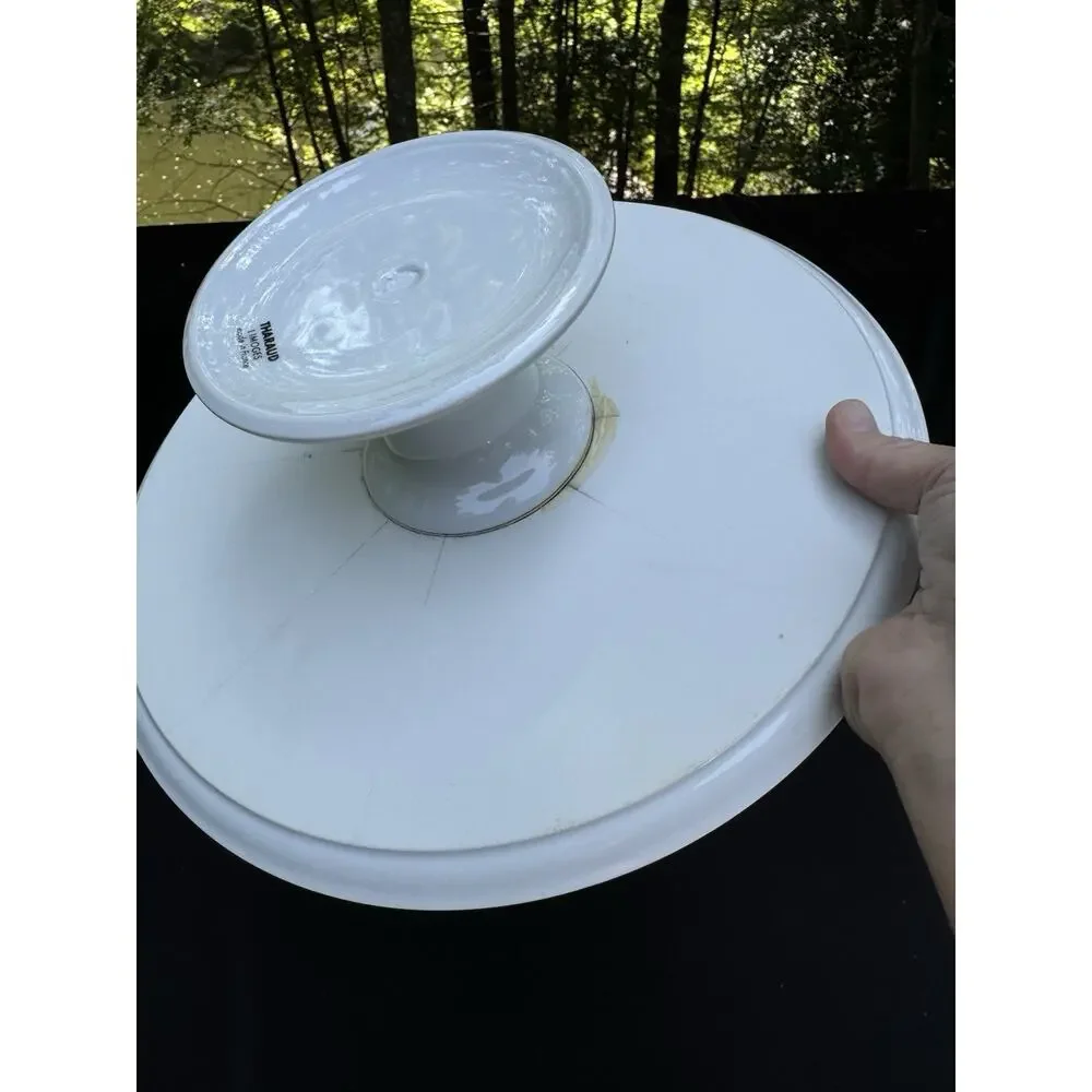 Tharaud Limoges Porcelain White Butterfly Cake Plate Rare! -8/25